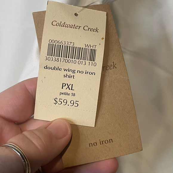 Coldwater Creek Womens Long Sleeve Collared Button Cotton Blouse White Size PXL - Picture 7 of 10